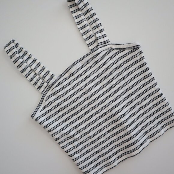 American Eagle Ribbed Square Neck Striped Tank Top | S - Picture 2 of 6